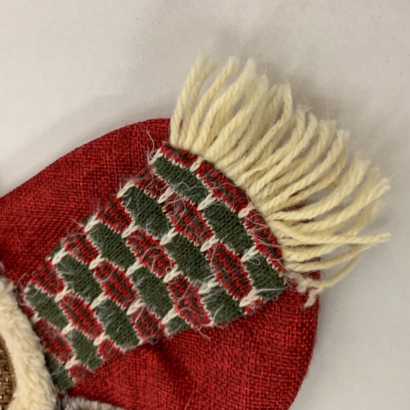 OWL Rustic Christmas Holiday Stocking Sherpa Fuzzy in red green cabincore animal - Picture 6 of 16